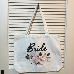 **Tote Bag Wedding Bride White Floral lightweight